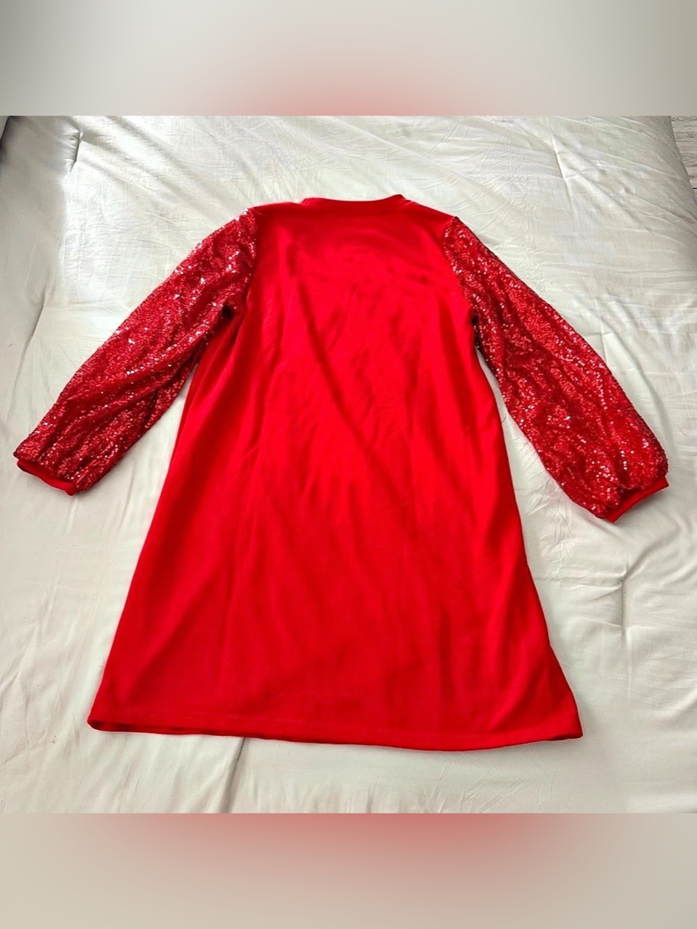 Women's Red Sequin Sleeve Holiday Dress Size Small - Picture 7 of 7